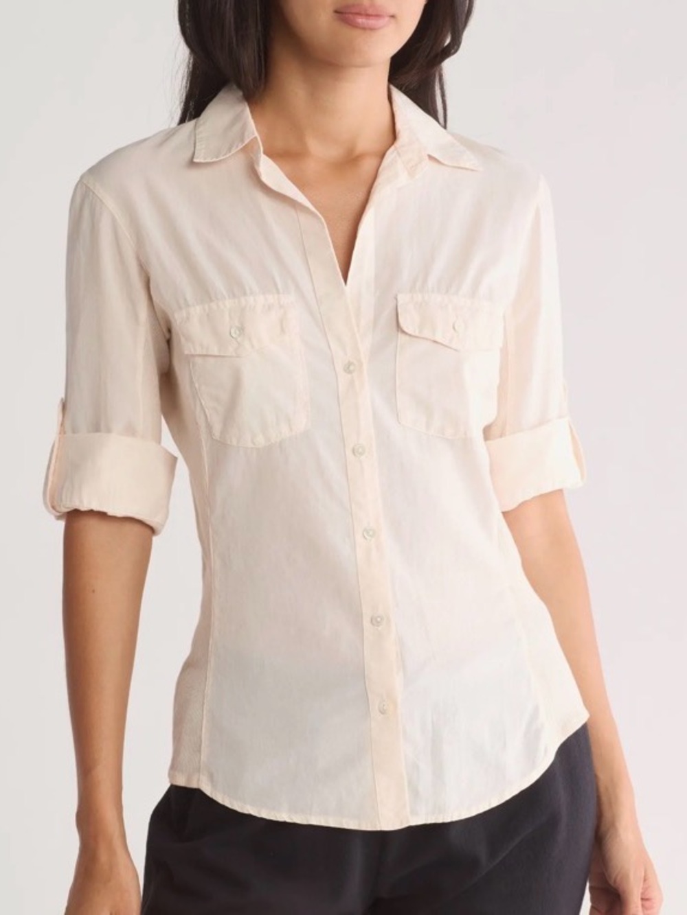 James Perse Slub Shirt Women 3 Size Collar Minimalist Comfort Quiet Luxury